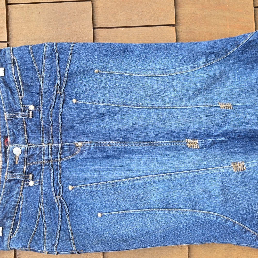 Vintage Bisou Bisou Mermaid Cut Jean Skirt Full Length Size 10 - Picture 3 of 6